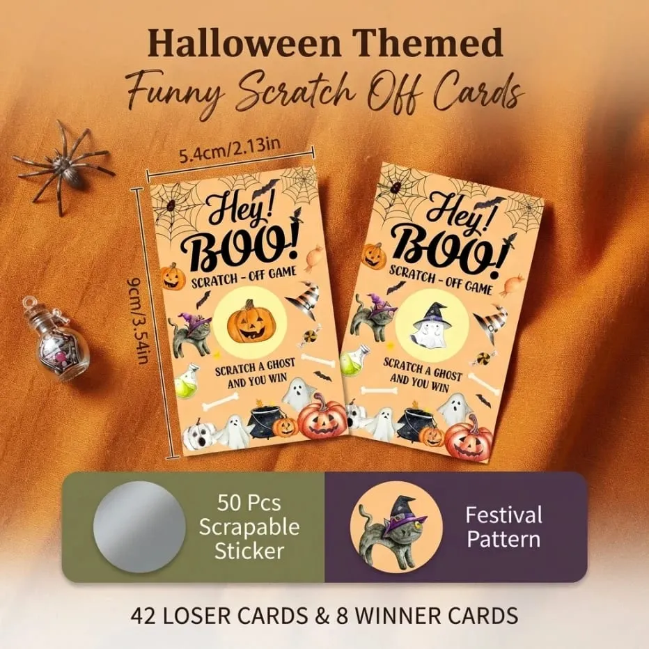 50 raspadinhas de Halloween Cartões temáticos Google Head Witch Jogos de festa de Halloween raspam para ganhar e receber uma surpresa.