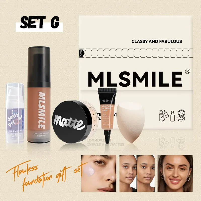 Professional Makeup Set For Flawless Base Oil Control Loose Powder Matte Primer Liquid Foundation Concealer Moisturizing Gift