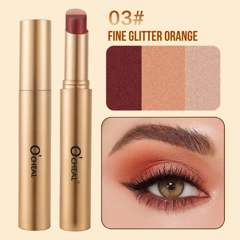 Sombra de olho perolada fosca em 3 cores, à prova d'água, durável, brilho, maquiagem para os olhos, cosméticos de longa duração
