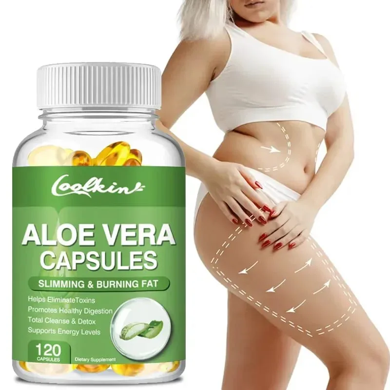 Cápsulas de Extrato de Aloe Vera - Aliviar a Constipação Intestinal Promover a Digestão Desintoxicar Controle de Apetite Queimar Gordura Não-GMOSu