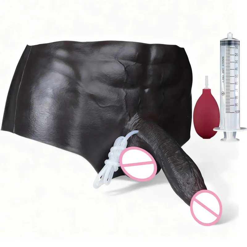 Calcinha preta de silicone nude, esguicho com pênis sólido simulado, grande realista, ejaculação, brinquedo sexual para mulheres