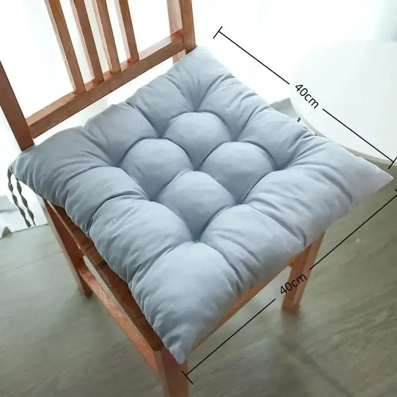 Almofada de assento quadrada acolchoada grossa não deformável com estampas fofas de desenhos animados com laços fixos para sentar por muito tempo