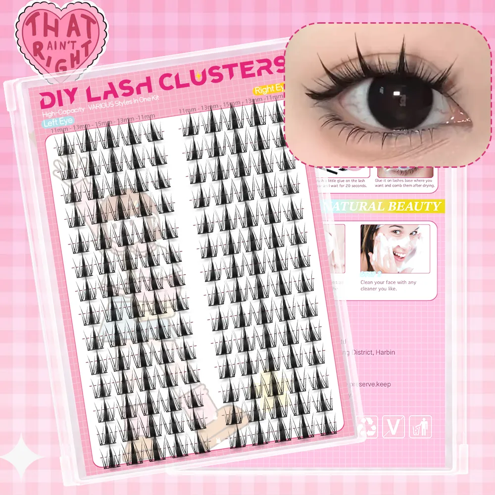 DIY False Eyelash Extensions C Curl 11-15mm Mixed Length Hare Style Reusable Easy to Create Charming Eye Makeup