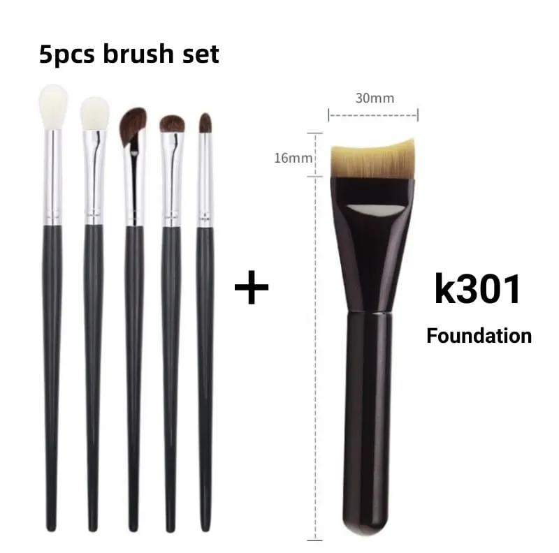 Conjunto de pincéis para sombra, cabelo natural, 5 peças, pincéis de maquiagem, ferramentas de beleza