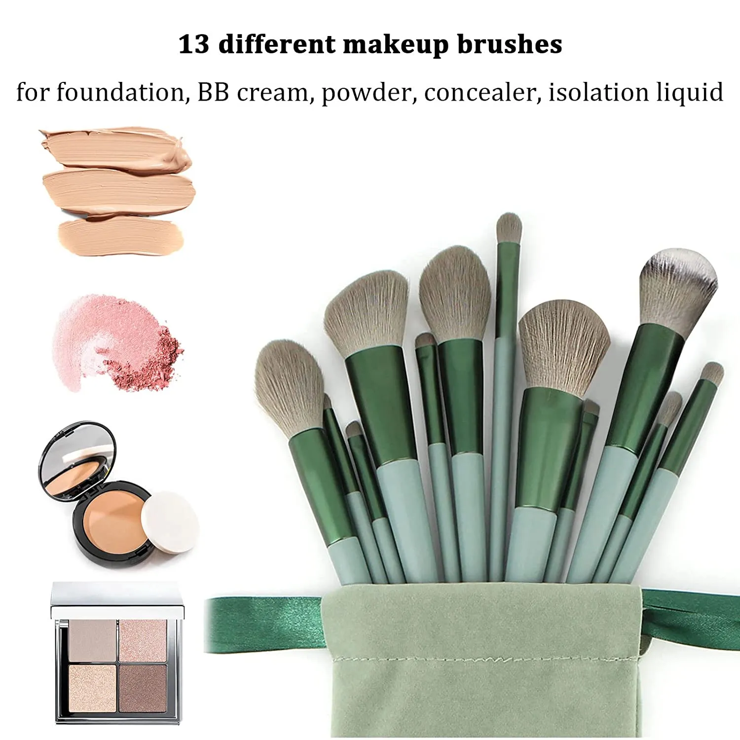 Profissional 13 pçs pincéis de maquiagem conjunto 2 pó puff esponja para cosméticos fundação blush sombra mistura escova ferramentas beleza