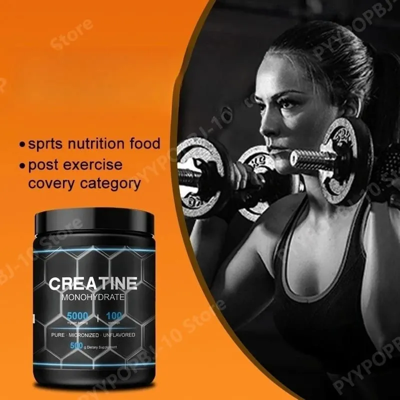 Creatina monohidratada em pó 500g suplemento micronizado sem sabor para recuperação de treino suporte muscular homens mulheres
