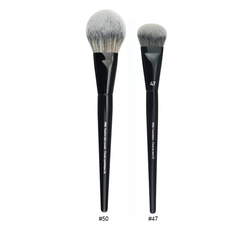 2 pçs/set Pro Preto Pincéis de Maquiagem Cabelo Sintético Pó Sombra Mancha Destaque Fundação Airbrush Difusor Make Up Brush
