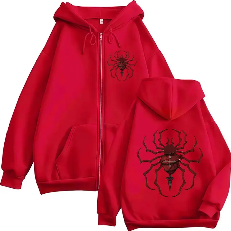 Anime Hunter X Hunter Phantom Troupe Spider Logo Mikiny na zip Pánské mikiny s kapucí na zip Dlouhé rukávy Pulovry Bundy