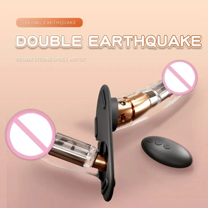 Strapon pênis artificial vibrador elétrico cabeça dupla vibratória wearable cinta no cinto vibrador g ponto brinquedos sexuais para mulheres lésbicas — image 3