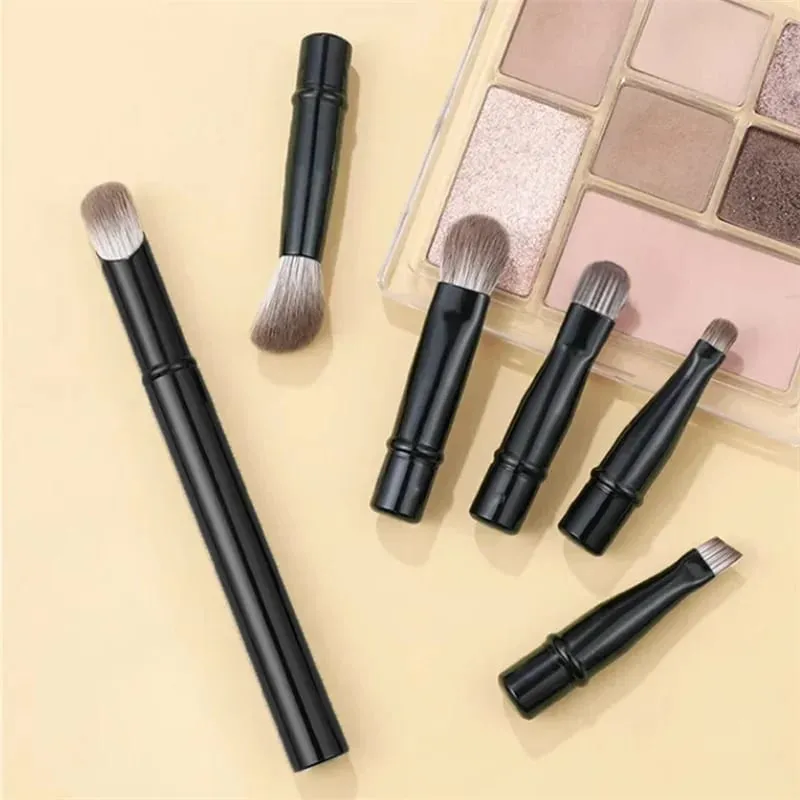 6 pçs mini pincéis de maquiagem de viagem conjunto com caixa portátil cosméticos pó fundação blush mistura corretivo compõem pincéis conjunto — image 3