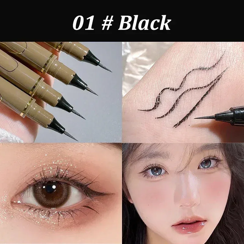 Hitam Coklat Tahan Air Celak Cecair Cecair Cepat kering Matte Ultra-halus Tahan Lama Ulat Sutera Pelapik Mata Hadiah Mekap Mata Pensel
