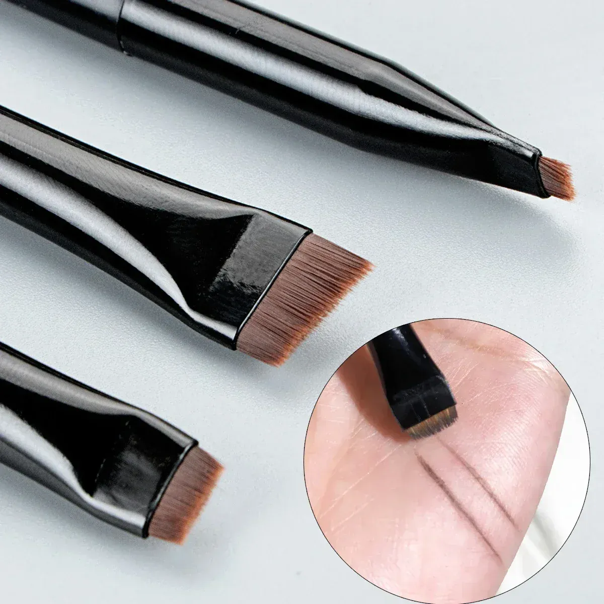 3 pçs/set Lâmina Pincel Delineador Pincel de Sobrancelha Portátil Plano Fino Delineador de Sobrancelha Contorno Pincéis de Maquiagem Cosméticos Ferramenta de Maquiagem de Beleza