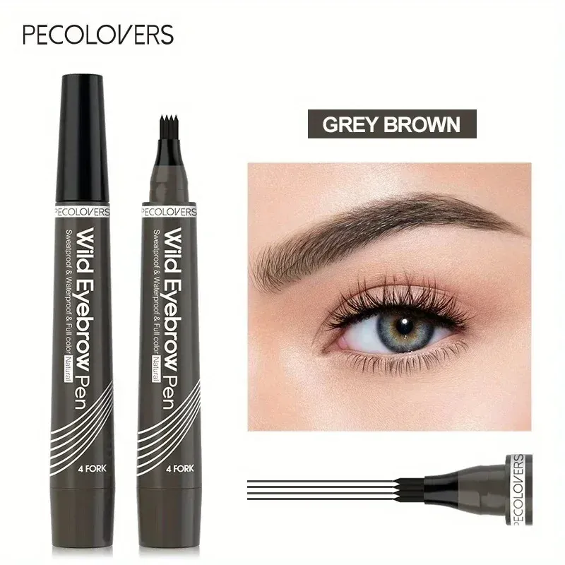 Lápis de sobrancelha natural à prova d'água 3 peças, maquiagem líquida fosca, duradoura, tatuagem de sobrancelha, cosméticos à prova de manchas