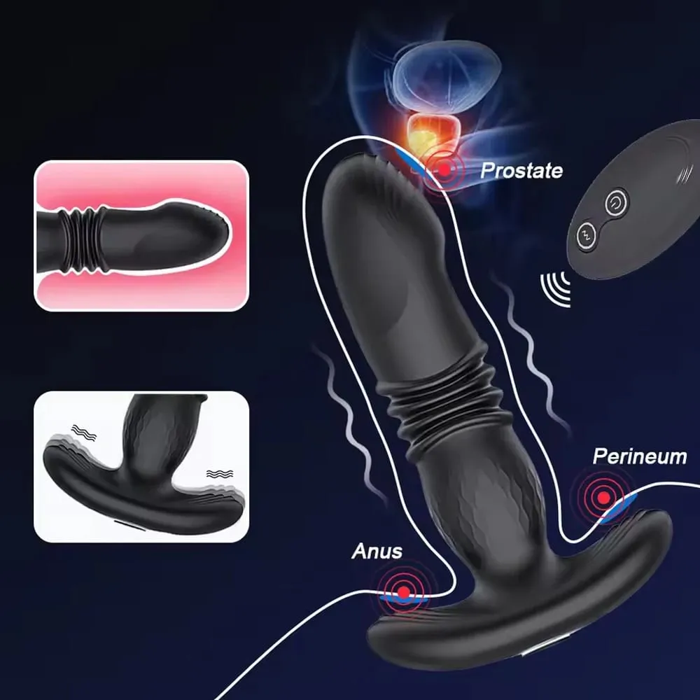 Plugue anal com controle remoto, vibrador telescópico, plugue anal, estimulador de masturbação, penetração vaginal, vibração anal, homens e mulheres