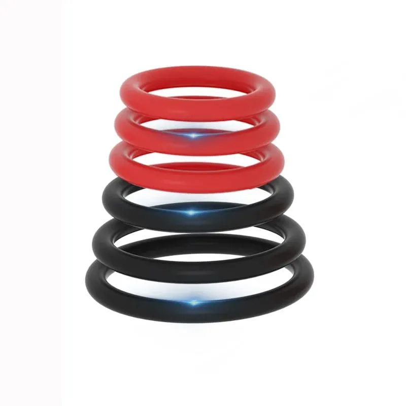 Novo 6 pçs silicone pênis anel ejaculação atraso galo anéis pau ereção cockring masculino castidade adulto brinquedos sexuais para homens
