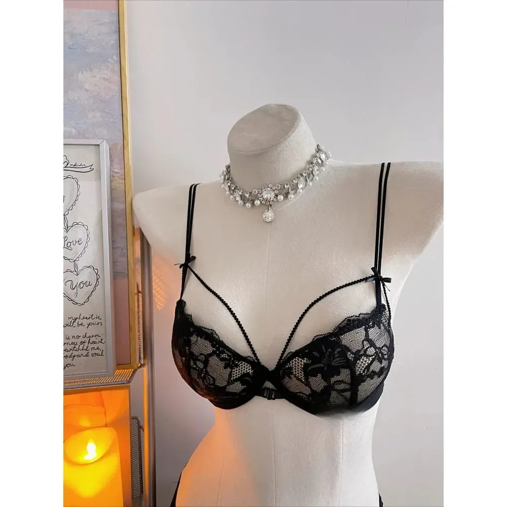 Sutiã feminino beleza com renda traseira, fechamento frontal, sem arame, alças finas, lingerie respirável para busto pequeno 32-38, roupa casual