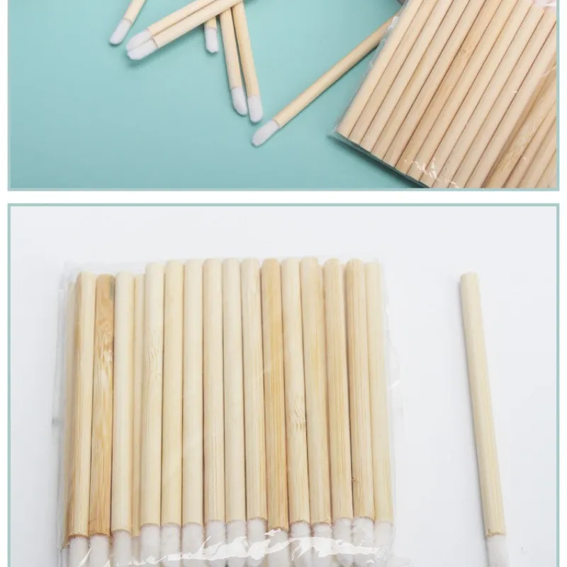 50/100 pçs escovas de bambu batom lidar com escovas de lábios acessórios de extensão labial glosswands aplicador ferramenta de maquiagem para cílios