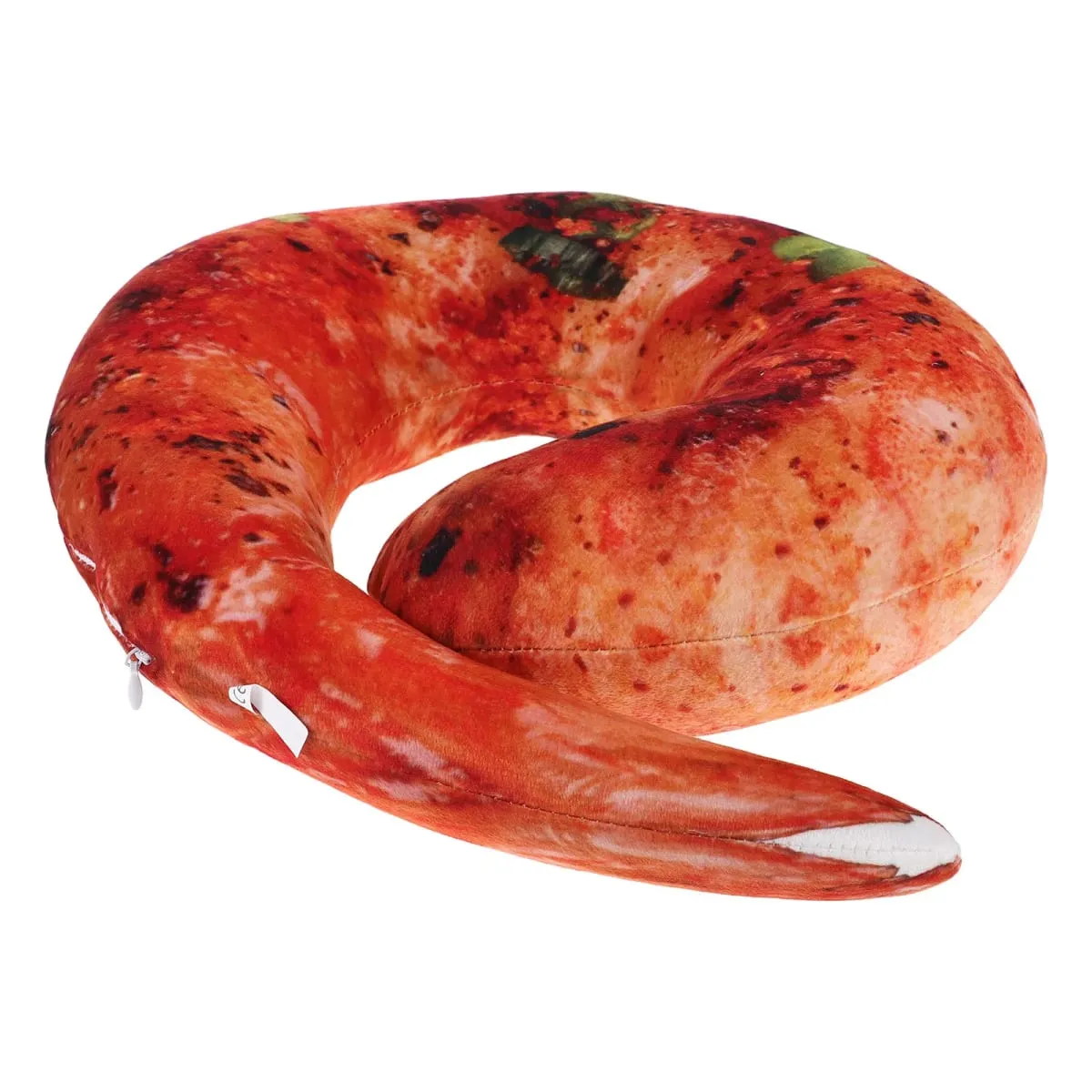 Travesseiro de pescoço de camarão grelhado, design realista de camarão cozido, almofada macia para viagens, decoração de casa, comida, quarto temático, novidade