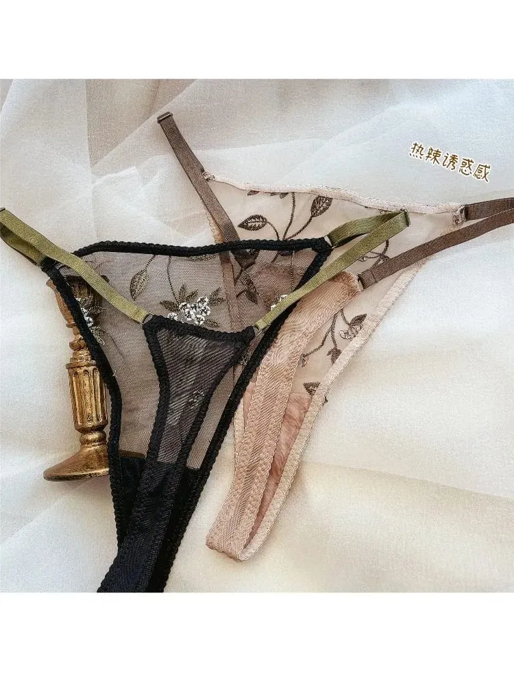 Conjunto de lingerie com armação de apoio, sutiã e cuecas de malha pura, renda bordada sexy, copo demi ultrafino, presente anti-sag, data para ela