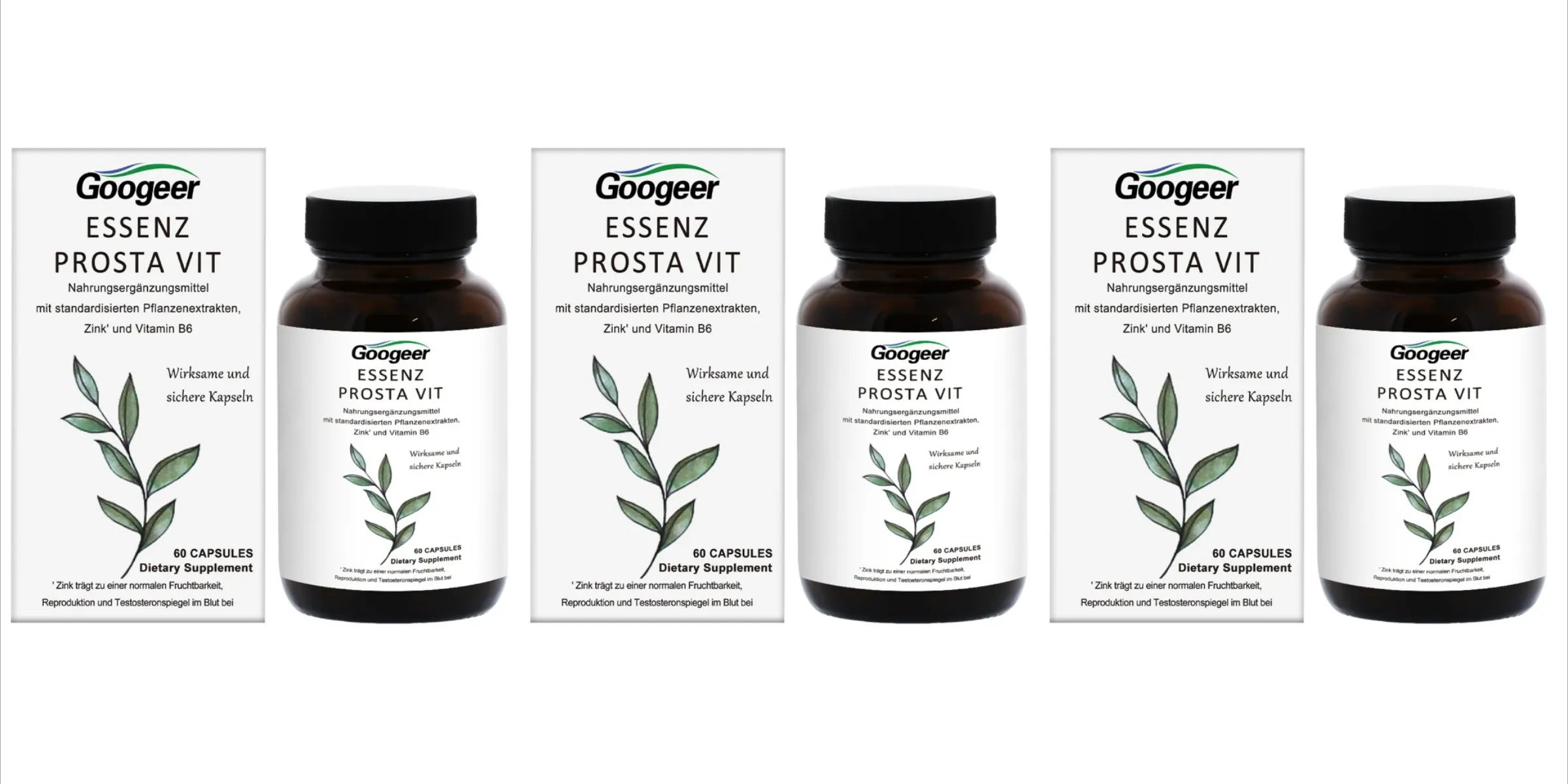Googeer Masculino Prosta Vit Essenz Cápsulas de Suporte à Saúde da Bexiga e do Trato Urinário com Zinco Vitamina B6 Saw Palmetto 60 Contagem