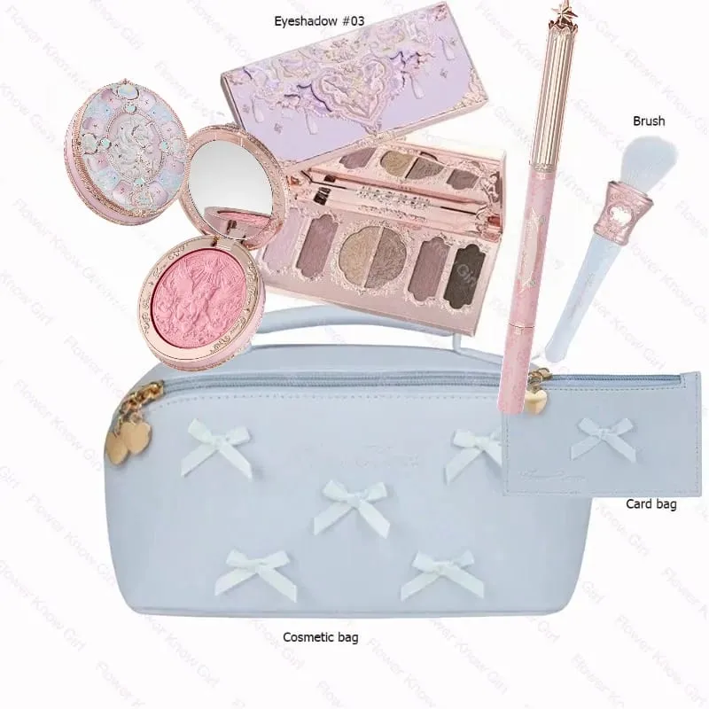 Maquiagem flor sabe conjunto concha pérola série seis cores paleta de sombra em relevo blush brilho batom kit com saco tudo em