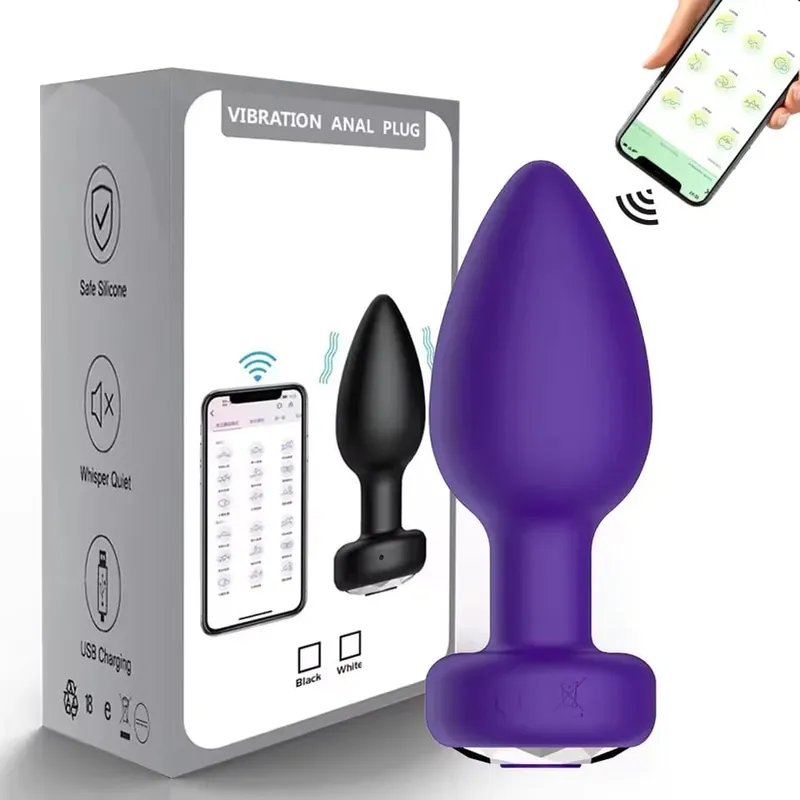 Plugue anal vibrador com controle por aplicativo, masturbador vaginal feminino, massageador de próstata vibratório, plug anal, brinquedos sexuais adultos para casais