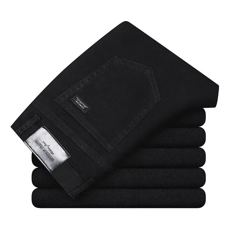 2026 reta regular azul fino ajuste estiramento denim calças primavera outono masculino clássico jeans de negócios moda masculina jeans inteligentes
