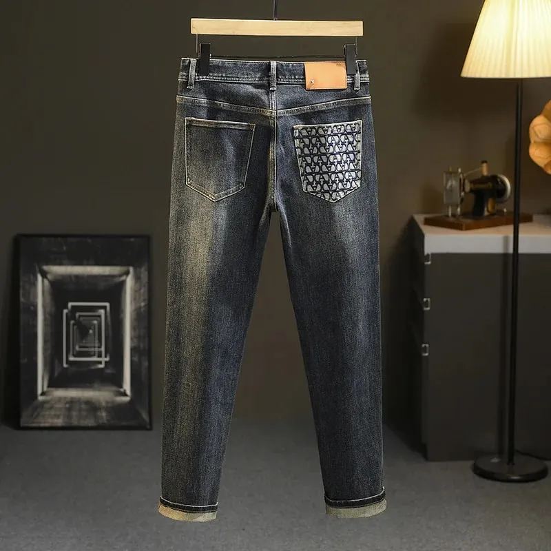 2024 New Light Luxury Jeans Men's Spring and Autumn Versatile High-End Casual Affordable Luxury Fashion Slim Trousers