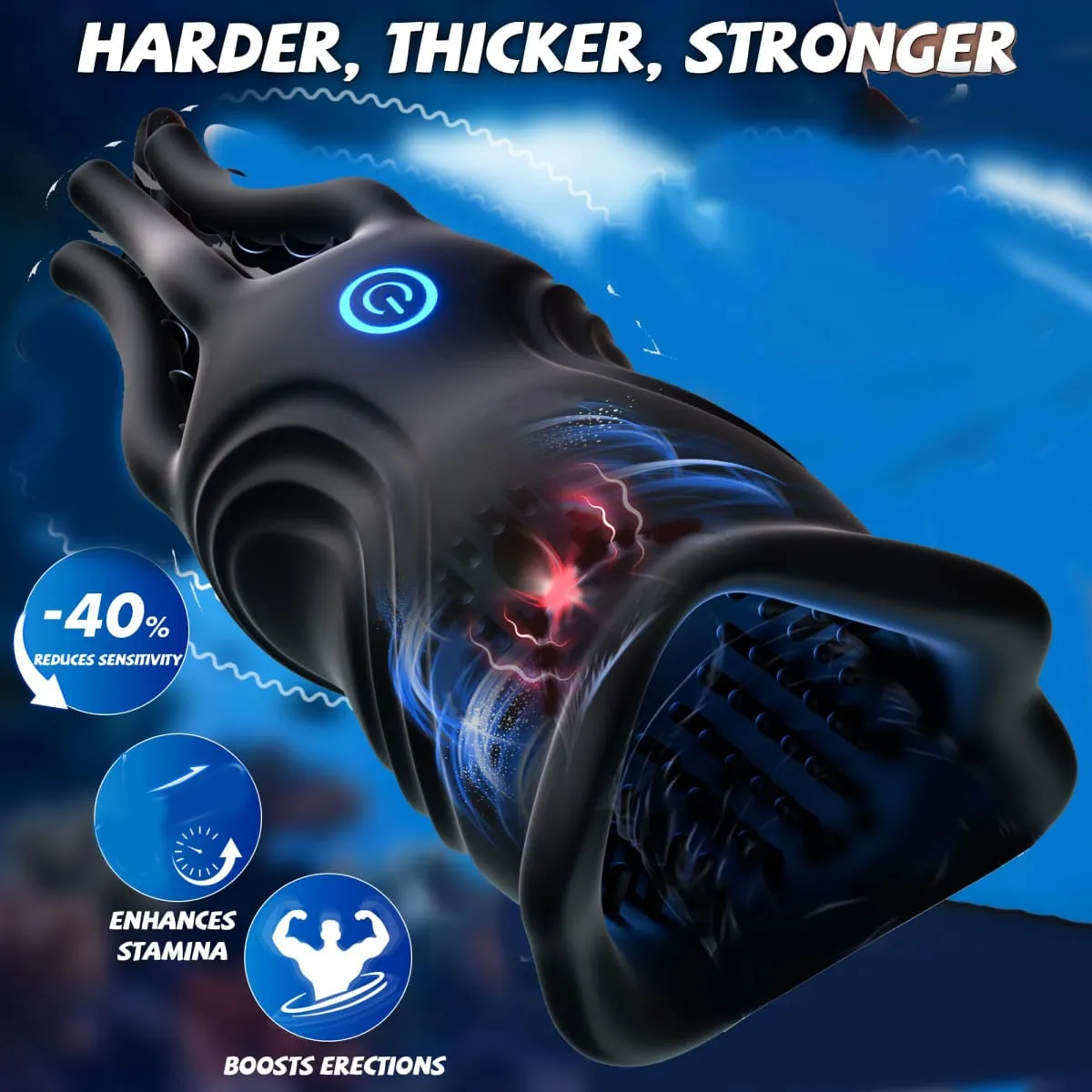 Pênis vibrador masculino masturbador realista lábios & tentáculo estimulação Stroker 360 ° Boquete pênis trainer brinquedo sexual para homem
