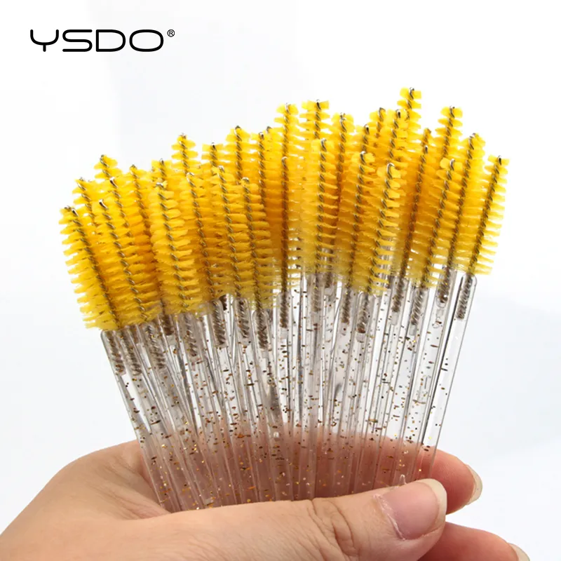 5/25/50 pçs pincéis de maquiagem de cílios de cristal profissional escova de extensão de sobrancelha cílios ferramenta de beleza para maquiadores