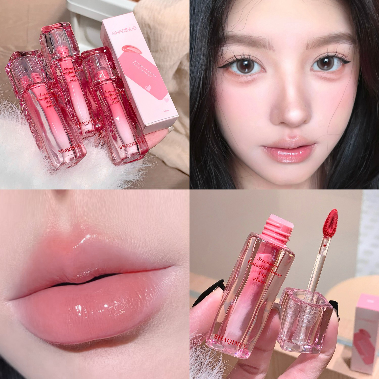 Water Gloss Lip Glaze Mirror Moisturizing Plump Non-stick Cup Jelly Transparent Liquid Lipstick Long-Lasting Tint Oil Lip Makeup