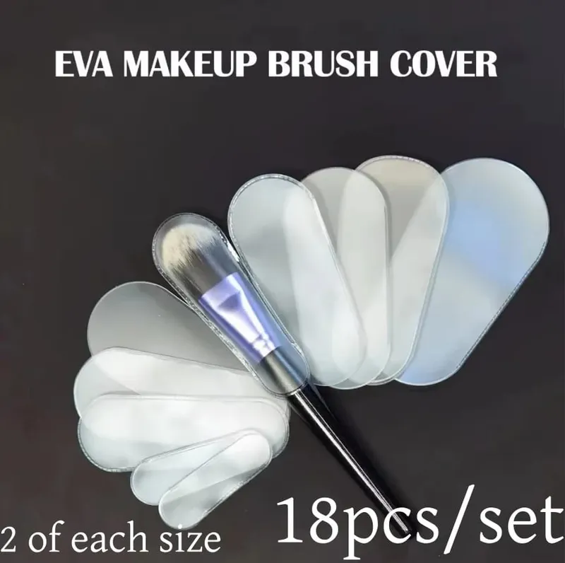 18 pçs/set Pincel de Maquiagem Capa Protetora Contra Poeira 9 Tamanho Universal Fit Transparente Saco De Armazenamento para Pincéis de Maquiagem Capa de Proteção de Cerdas À Prova D 'Água