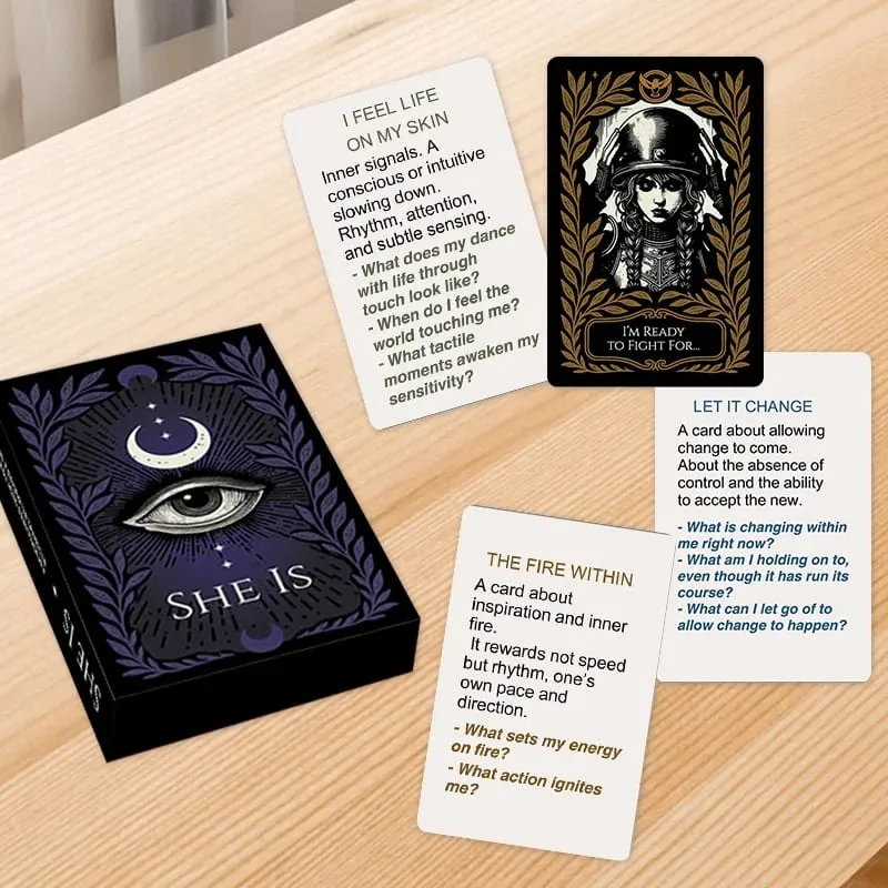 《52 Cartões de autoexploração e atenção plena Cartões de crescimento interno e reflexão emocional Cartões de autoconsciência feminina》Jogo de cartas Jogo de tabuleiro, um jogo obrigatório para presentes de reuniões familiares