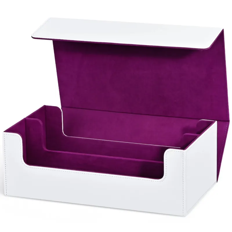 Card Storage Box Card Deck Case Holds 1200+ Single Sleeved Cards Strong Magnetic PU Leather Card Boxes for TCG