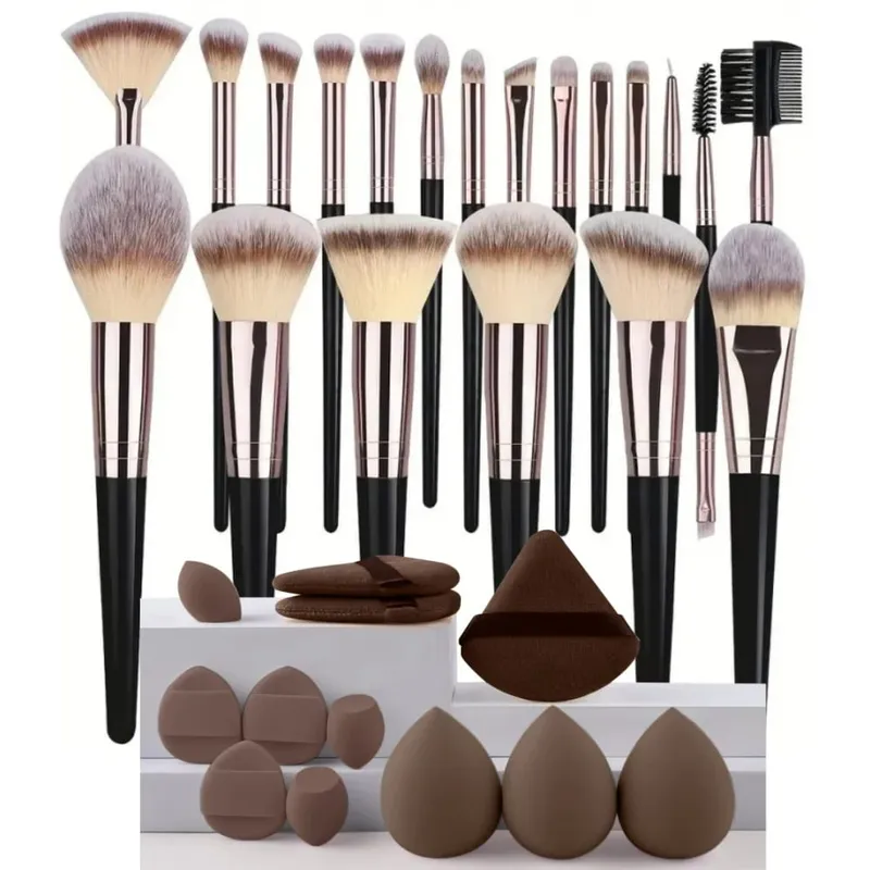 Conjunto de pincéis de maquiagem profissional, base corretivo, pó, sombra, blush, kabuki, mistura, ferramenta de beleza cosmética