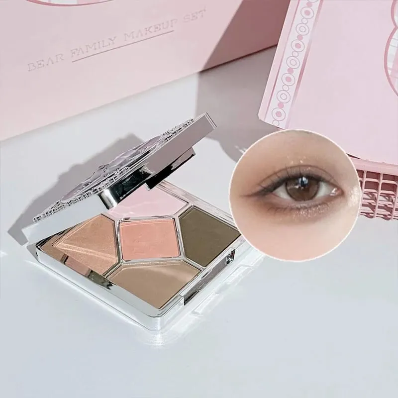 VALOR DA ARTE 7 PCs Conjuntos de maquiagem multiuso incluem 3 lama labial fosca 1 pó prensado 1 blush 1 paleta de olhos e colar cosméticos