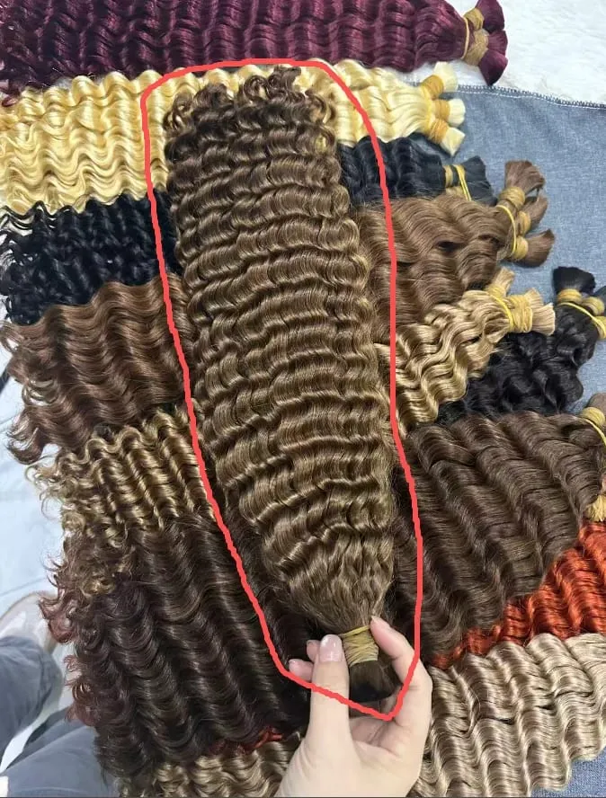 4 # chocolate marrom onda profunda cabelo humano em massa para tranças boho encaracolado trança cabelo 18-30 polegada pacote de cabelo remy brasileiro