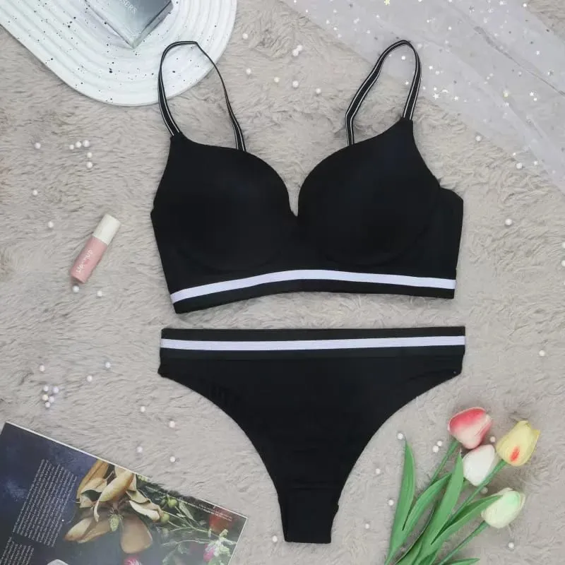 Sexy push up sutiã conjunto alças ajustáveis ​​underwire conforto sutiãs respirável acolchoado copo íntimo lingerie