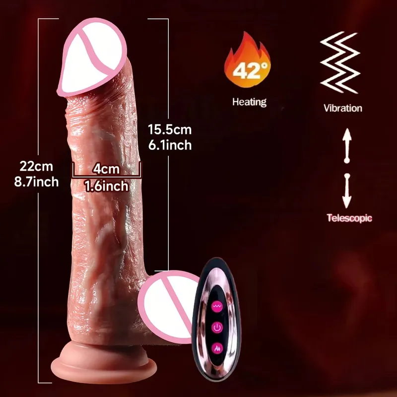 逼真假陽具陰莖震動器加熱伸縮迪克肛塞自慰器性感成人女性肛門假陽具振動器性玩具 18