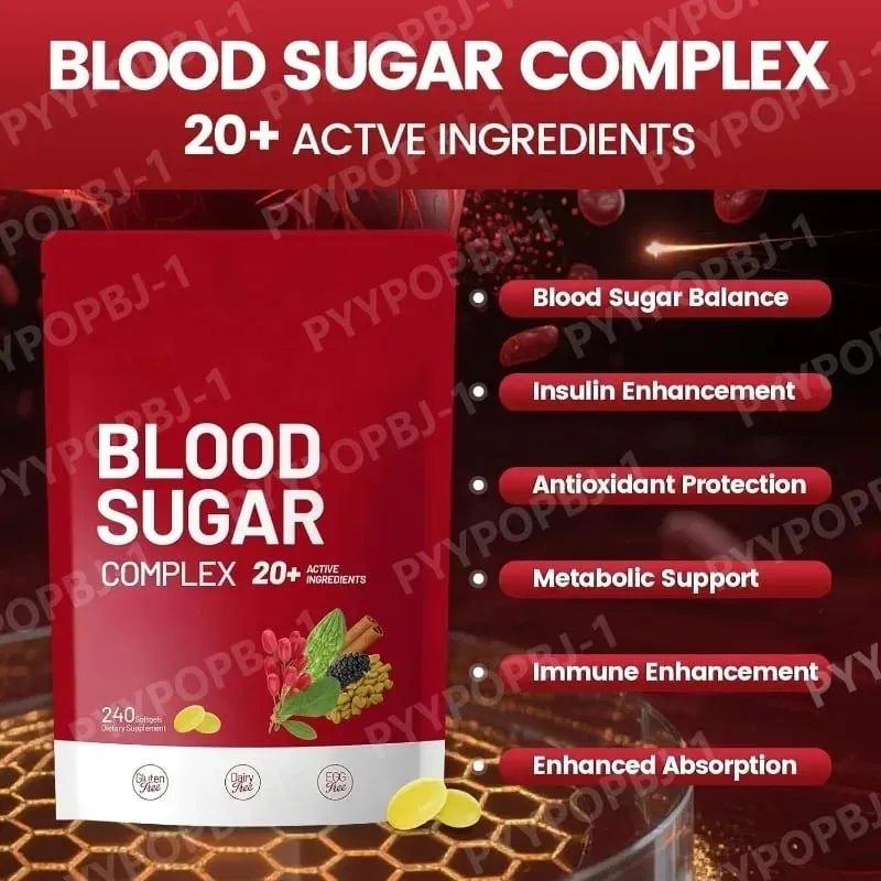 Blood Sugar Complex Supplement 240 Softgels Contain Multivitamin & Cinnamon bitter Gourd 20 Herbs Extract Support Daily Health