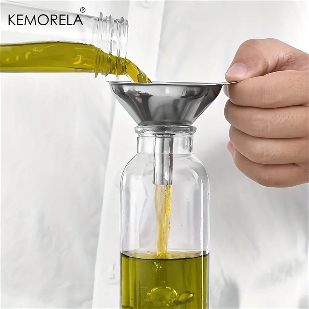 3PCS Stainless Steel Silver Funnel Kitchen Oil Spill Dispenser Wine Leak Tool Kitchen Funnel Drain Tool