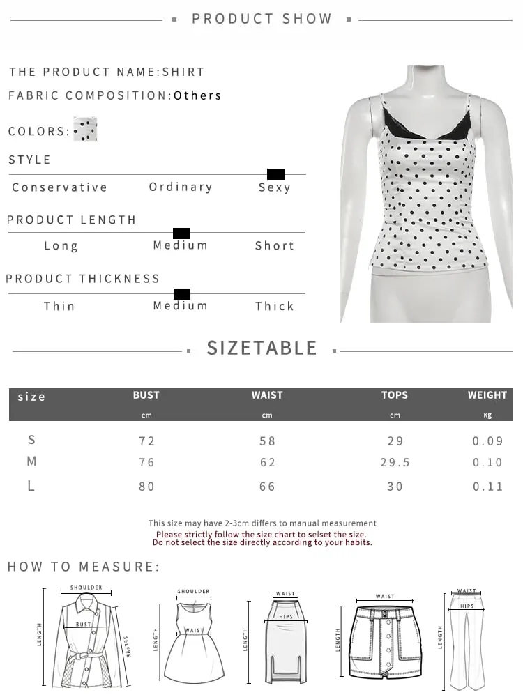 Weird Puss Sexy Lace Patchwork Camisole Women Trend Chic Polka Dot Print Square Collar Skinny Y2K Hottie Street Party Club Vest
