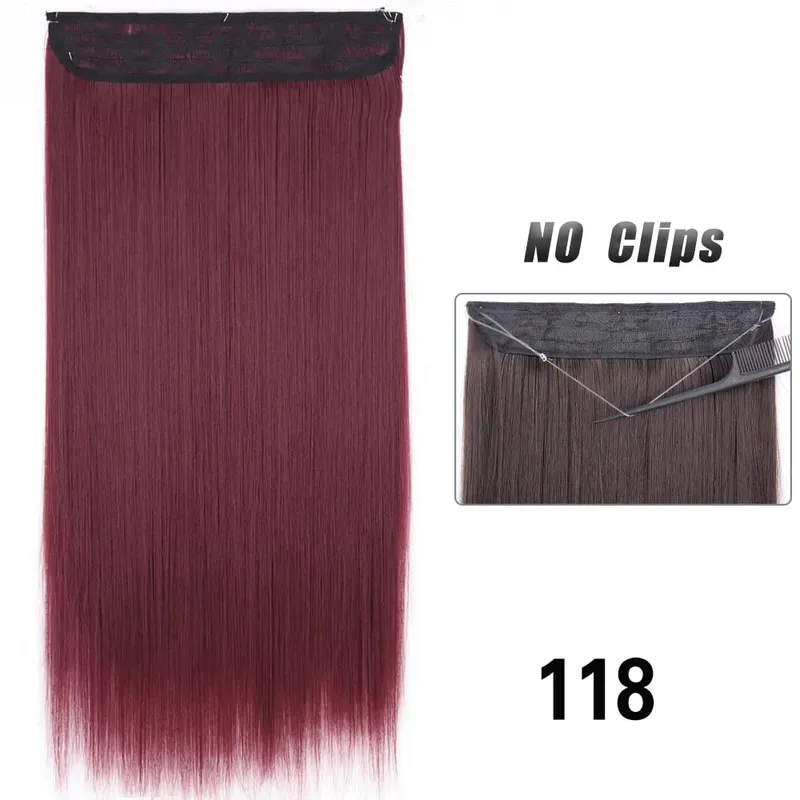 Sem clipes extensões de cabelo fio invisível longo em linha reta sintético falso pedaço de cabelo 80cm preto marrom loiro penteado