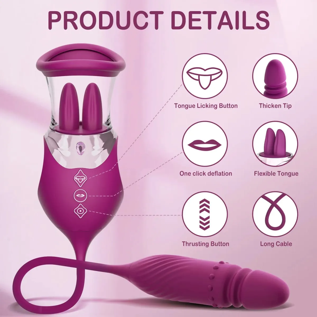 Vibrador rosa 4 em 1 para mulheres, vibrador de impulso do ponto g com funções de sucção do mamilo do clitóris, brinquedo sexual adulto