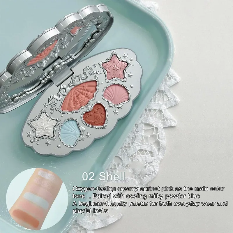 Flor sabe conjunto de maquiagem multicolorido sombra blush brilho labial verão edição limitada coleção verde menta maquiagem de longa duração