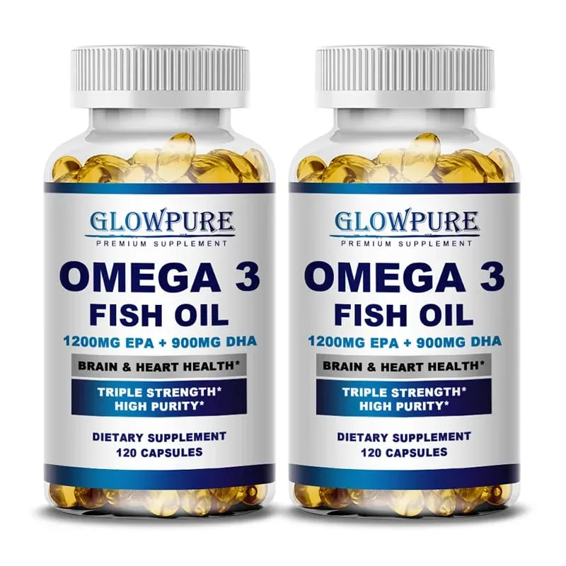 Óleo de peixe OMEGA-3 para função cognitiva do cérebro e memória Anti-Inflamação Antioxidante Saúde das Articulações - Rico em DHA e EPA