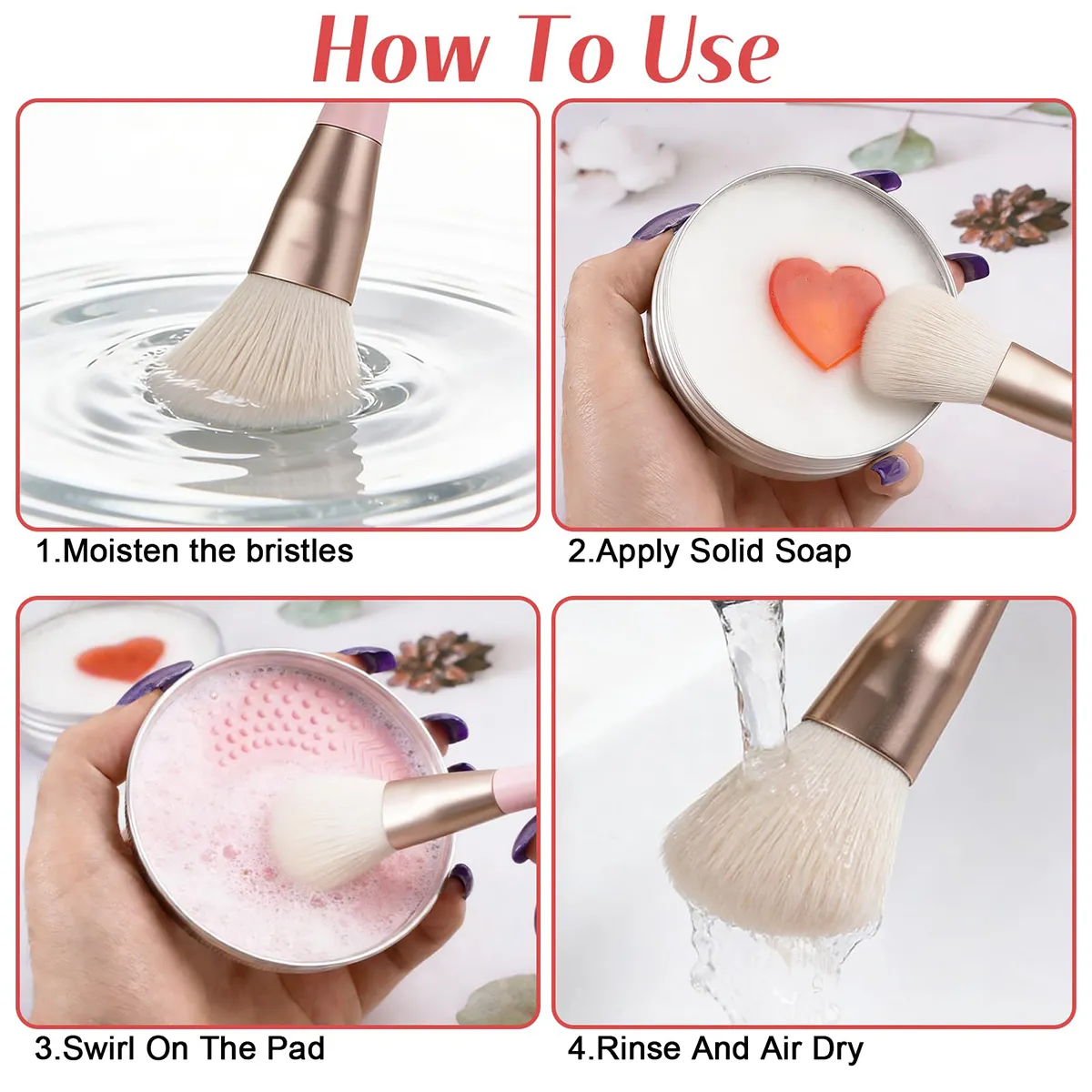 Sabonete limpador de pincel de maquiagem com tapete de silicone limpa profundamente a maquiagem à prova d'água para pincéis e esponjas de maquiagem sintética e natural