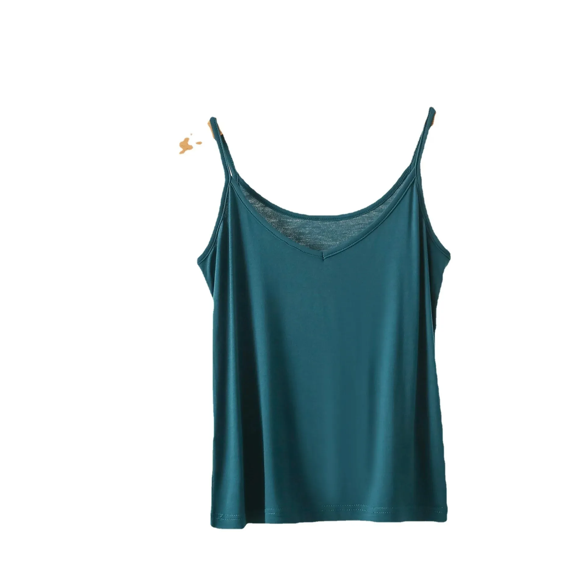 Top de alça espaguete feminino halter com decote em v básico cami sem mangas regata feminina verão cor sólida
