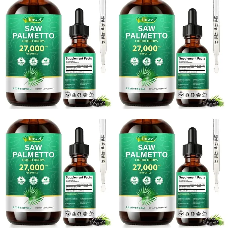 Itawel Saw Palmetto Gotas Líquidas Suporte à Saúde da Próstata Função Urinária Suporte OGM Livre de Parabenos Livre de Açúcar Vegan 60 ML