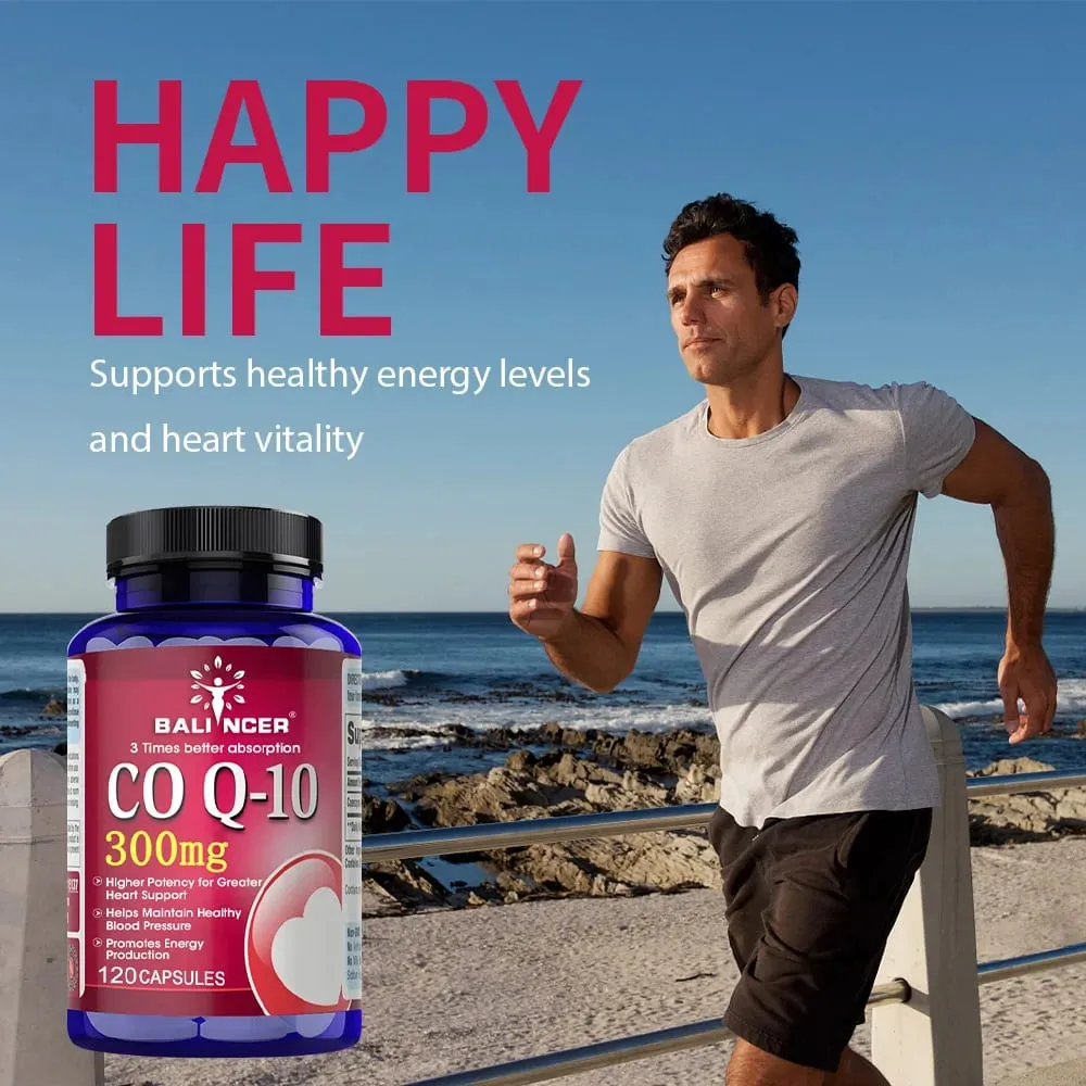 Cápsulas de CoQ10 300 mg - Antioxidante altamente absorvível, suporte de energia cardiovascular para o coração, vegano, não transgênico, sem glúten
